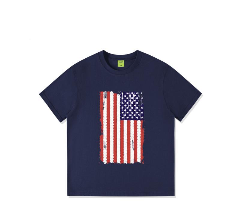 

European and American hiphop trendy brand high street black short-sleeved t-shirt men and women summer loose couple casual versatile pure cotton top 3xl (recommended 85-95kg ) Темно-синій