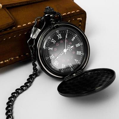 Pocket Watch Smooth Laser Logo Lettering Retro Flip Two-sided Light Quartz Pocket Watch Boshiya Casual Pocket Watch