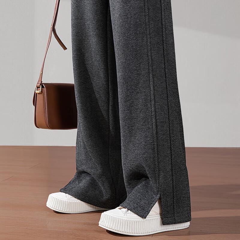 Women's 2025 Autumn High-Waist Slit Straight-Leg Pants