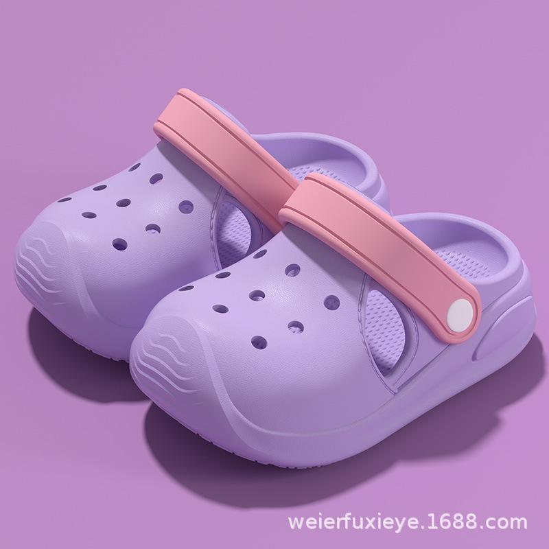 Children's Perforated Sandals for Boys and Girls, Infants and Toddlers, Hollowed-out Closed-toe Sandals, Non-slip Beach Slippers for Young Children