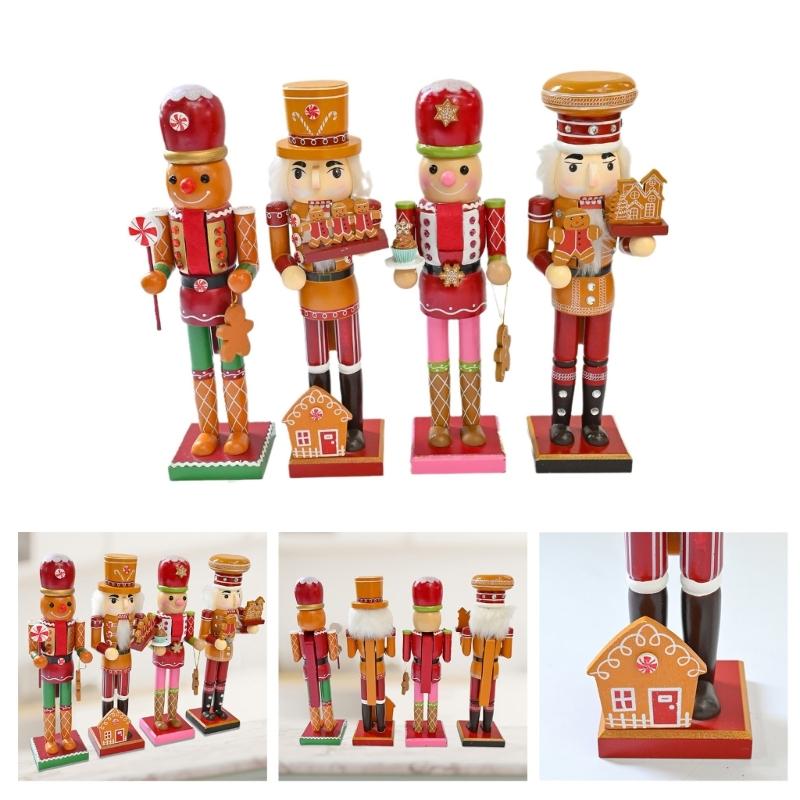 Festival Nutcrackers Soldier Ornament Delicate Christmas Wood Nutcrackers Soldiers Hand Painted Festival Decoration