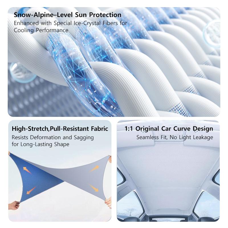 Ice Crystal Sunshade For Tesla Model 3 Highland 2025-2026 Model Y Juniper 2025 2026 Car Roof Front Rear Heat Insulation SunShade