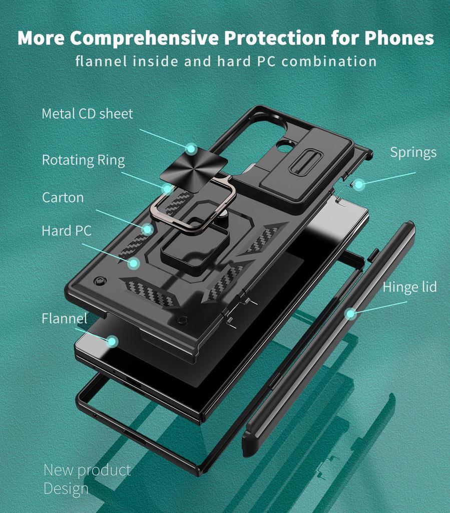 New SAM Z Fold7 Sharp Armor Hinge Ring Stand Anti-drop Folding Phone Case