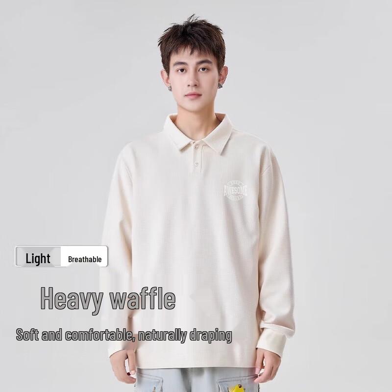 Baleno Men's Waffle Knit Long Sleeve Polo Shirt