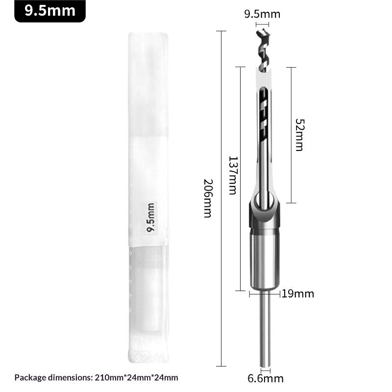 Durable Square Hole Drill Bits 6.4/8/9.5/12.7mm Portable Woodworking Mortising Chisel Adapter For DIY Woodworking Drilling Tools