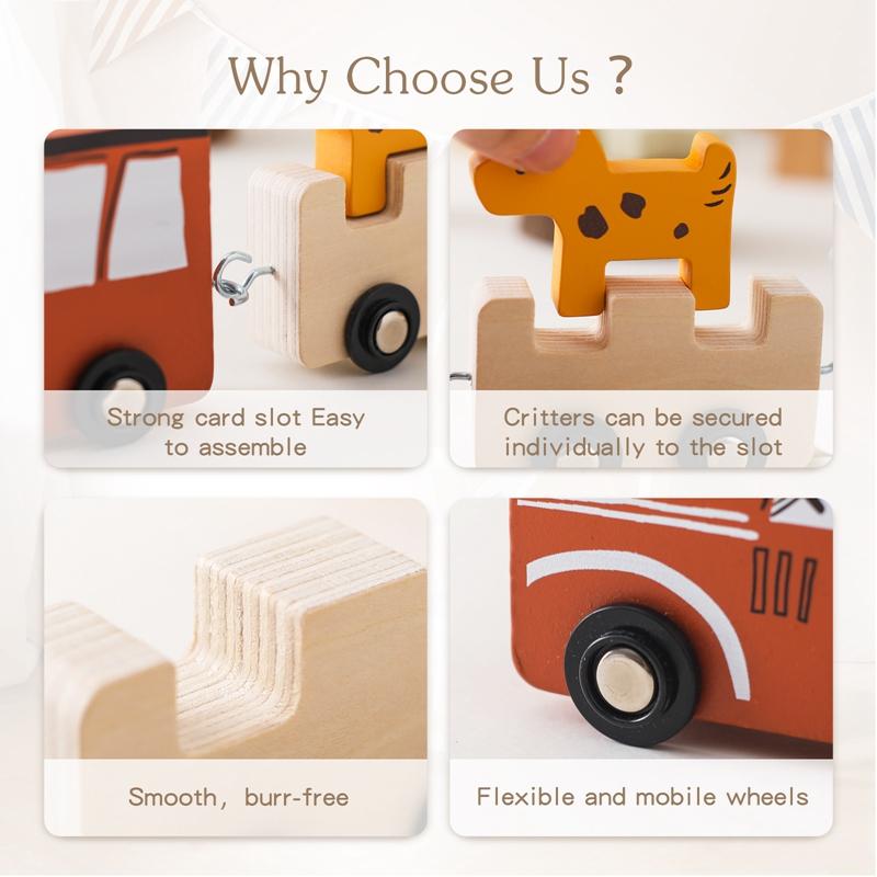 Wooden Train Farm Toy Montessori Toys Baby Educational Toys Farm Animals Put Bu ilding Blocks Baby Room Decoration Baby's Gifts