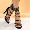 European and American sandals women's summer 2025 new hot diamond women's shoes foreign trade hot pearl Roman heels stiletto sandals