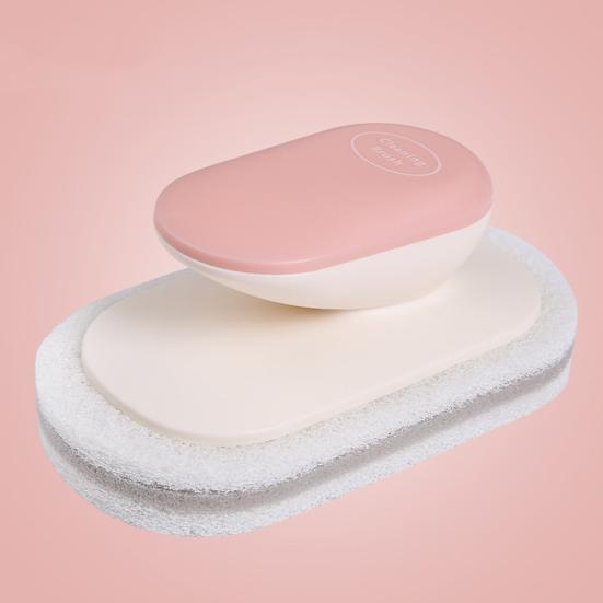 Pot Brush Ergonomic Handle Detachable Sponge Head Oil Stain Removal Stubborn Dirt Cleaning Brush Bathroom Cleaning Tool