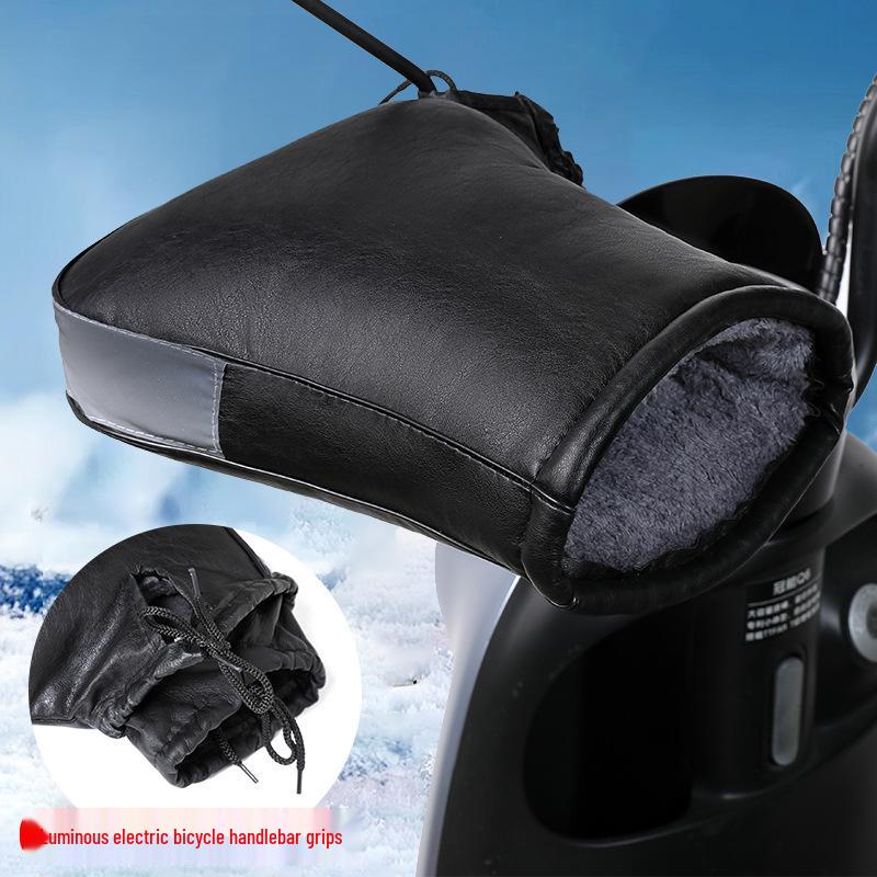 Winter Warm Waterproof Electric Vehicle Handlebar Cover Gloves - Cold-Proof, Windproof, Thickened Handguards for Motorcycles and Tricycles
