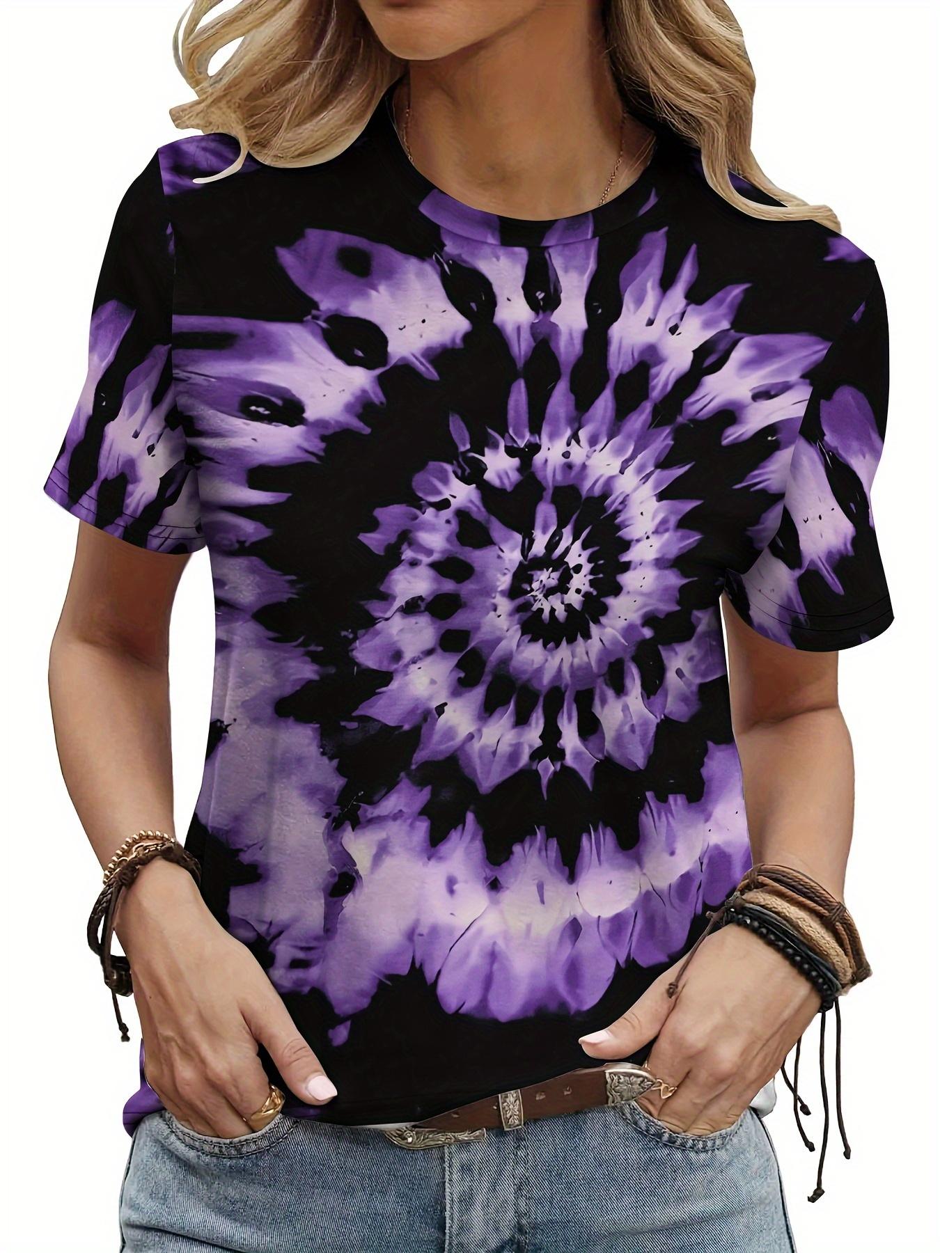 

Women s gradient tie-dye short-sleeved T-shirt print, breathable crew neck casual top XXS