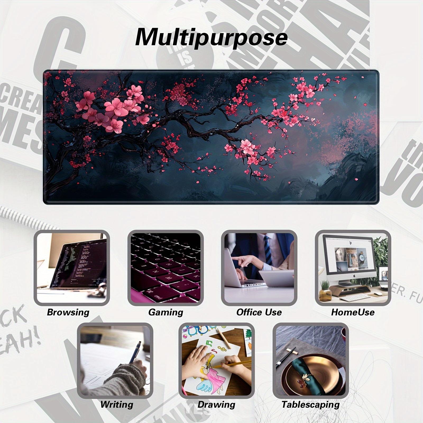 

VIKAMA Premium Plum Blossom Mouse Pad Black Game Mat Anti-Slip Mat Desktop Carpet Game Handle Desktop Gadget Mouse Pad 30X60CM