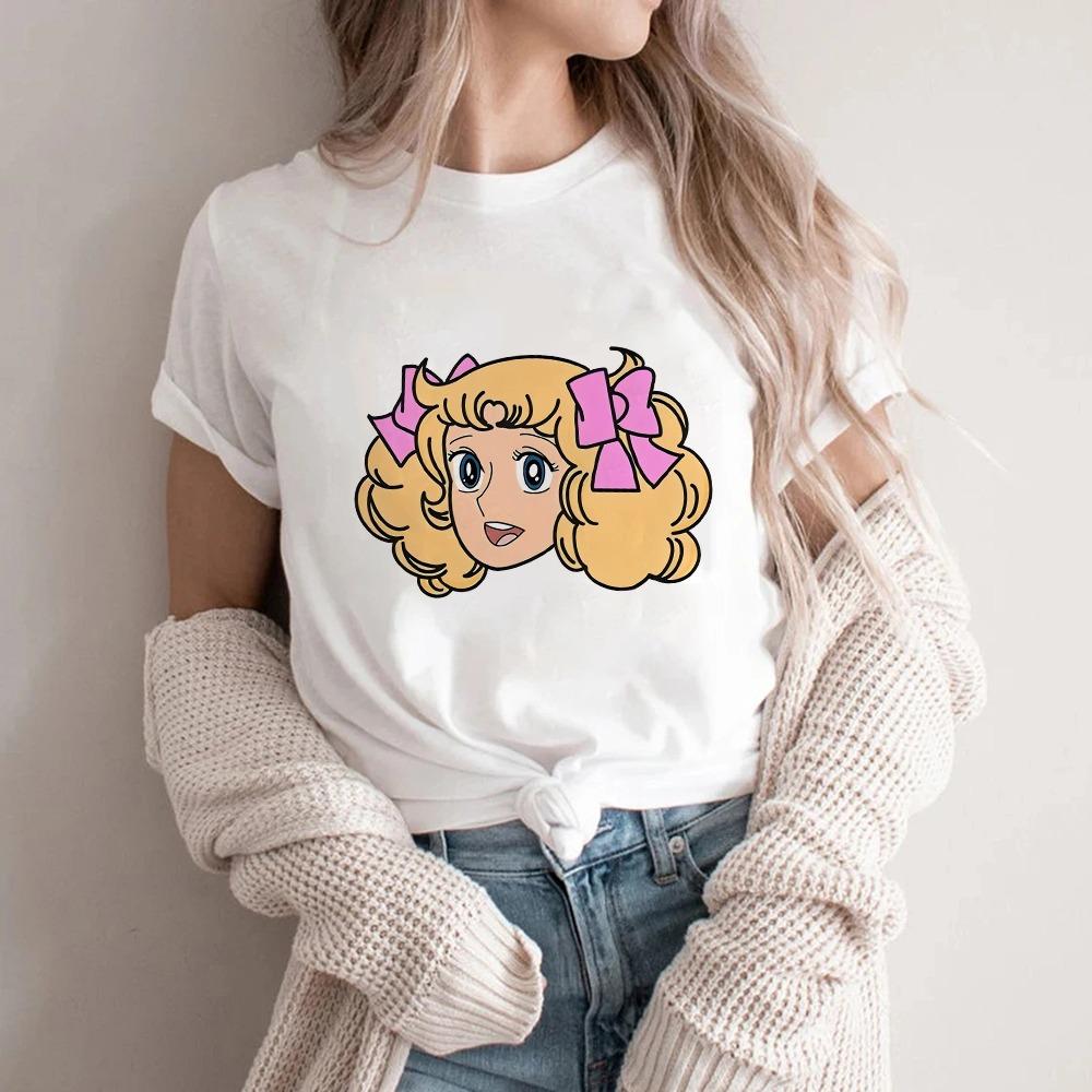 T-shirt Streetwear con Stampa Cartoon di Caramelle Abbigliamento Harajuku Moda Ragazze T-shirt Manica Corta Estate Maglietta Casual Femminile Girocollo Top