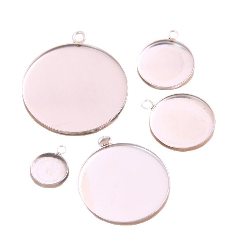 10-30mm Stainless Steel Round/Rectangular Gem Base Tray Pendant Connector
