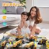 Cute Stone Construction Vehicles Toy Set, 27 Pieces, 3-in-1 Tractor, Work Vehicle, Large Play Mat, Miniature Cars, 90-Degree Swivel Excavator, Educati