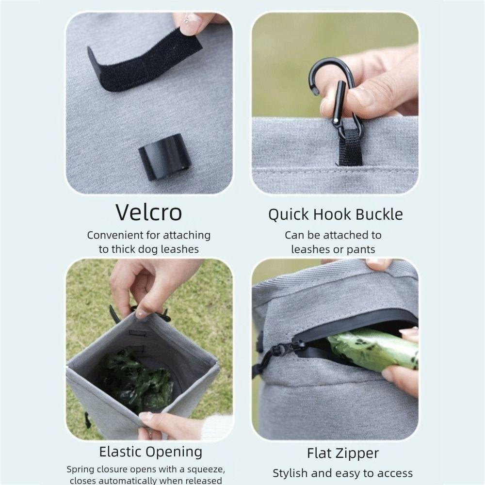 Portable Waterproof Pet Poop Scooper Bag Hanging with Hook Dog Poop Bag Carrier Oxford Waste Bag Holder for Cats and Dogs