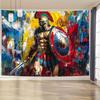 Spartan Warrior Graffiti Tapestry Street Art Style Wall Surface Living Room Hardman Background Cloth Room Decoration