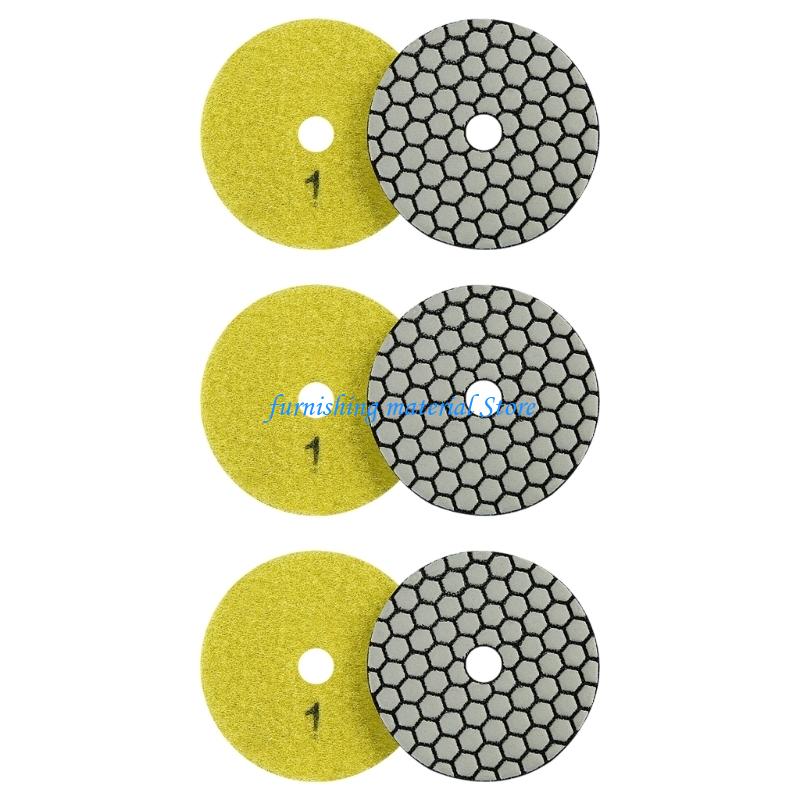 Y5GD 6PCS Multi Grit Diamonds Polishing Pads Resin Bonds Diamonds Polishing Discs For Marble Granites With No Discoloration