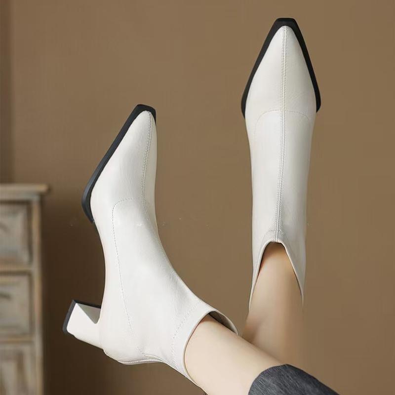 Spitze Zehen Damen Stiefeletten Chelsea Boots Hohe Absätze Designerschuhe Mode Neuer Trend Winter Goth Gladiator Schuhe Damen