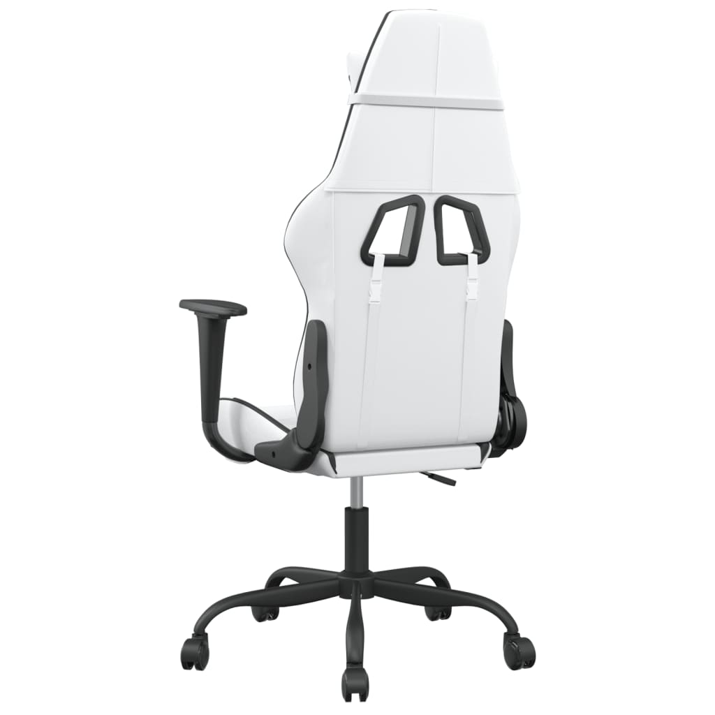 Gaming Chair with Massage Function White and Black Artificial Leather