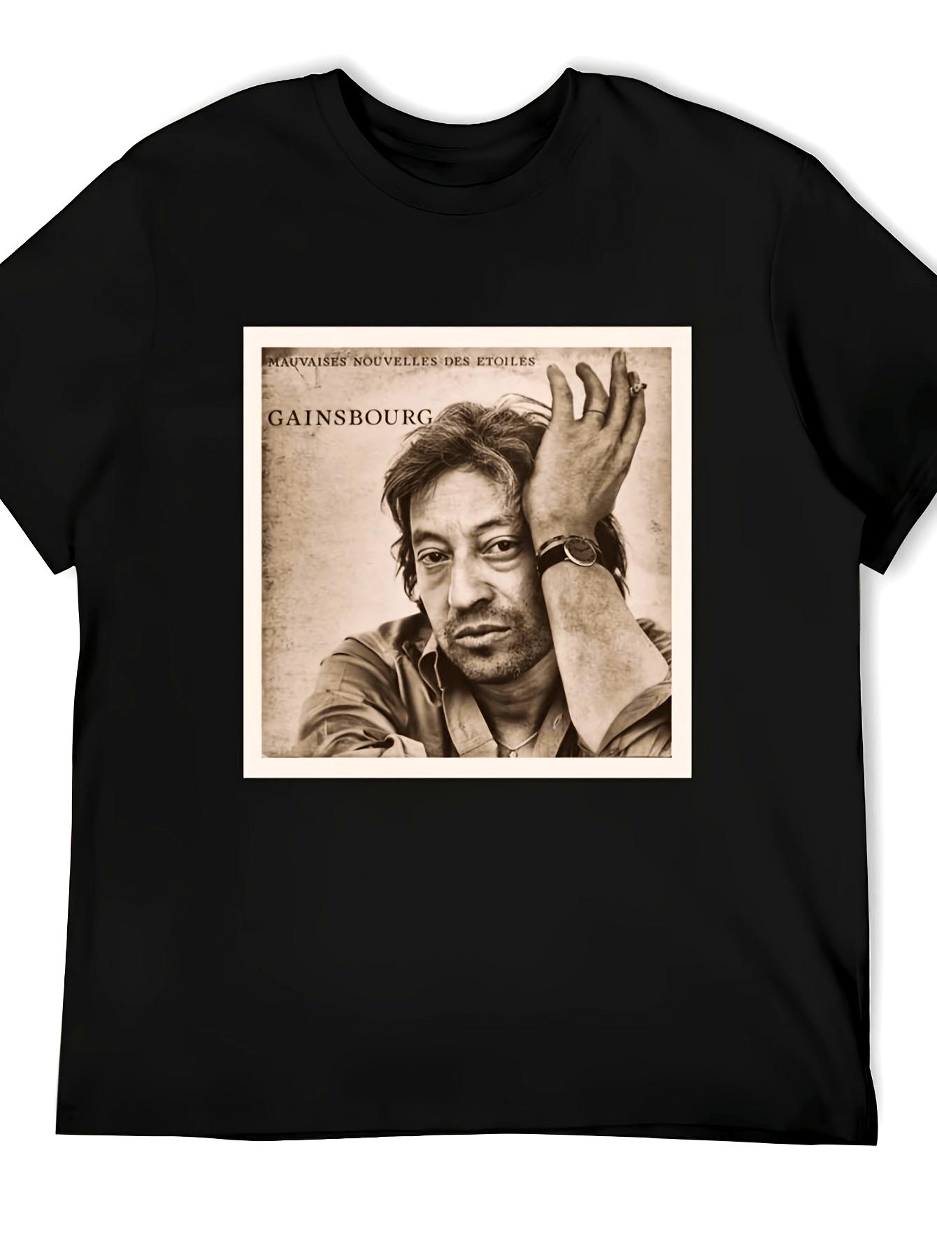 Men s Serge Gainsbourg Vintage Graphic T-Shirt- Black Vintage French Classic Graphic T-shirt S