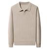 Autumn Winter 2025 Versatile Men's Knit Pullover Sweater - Long Sleeve Lapel Style for Casual Business Fashion