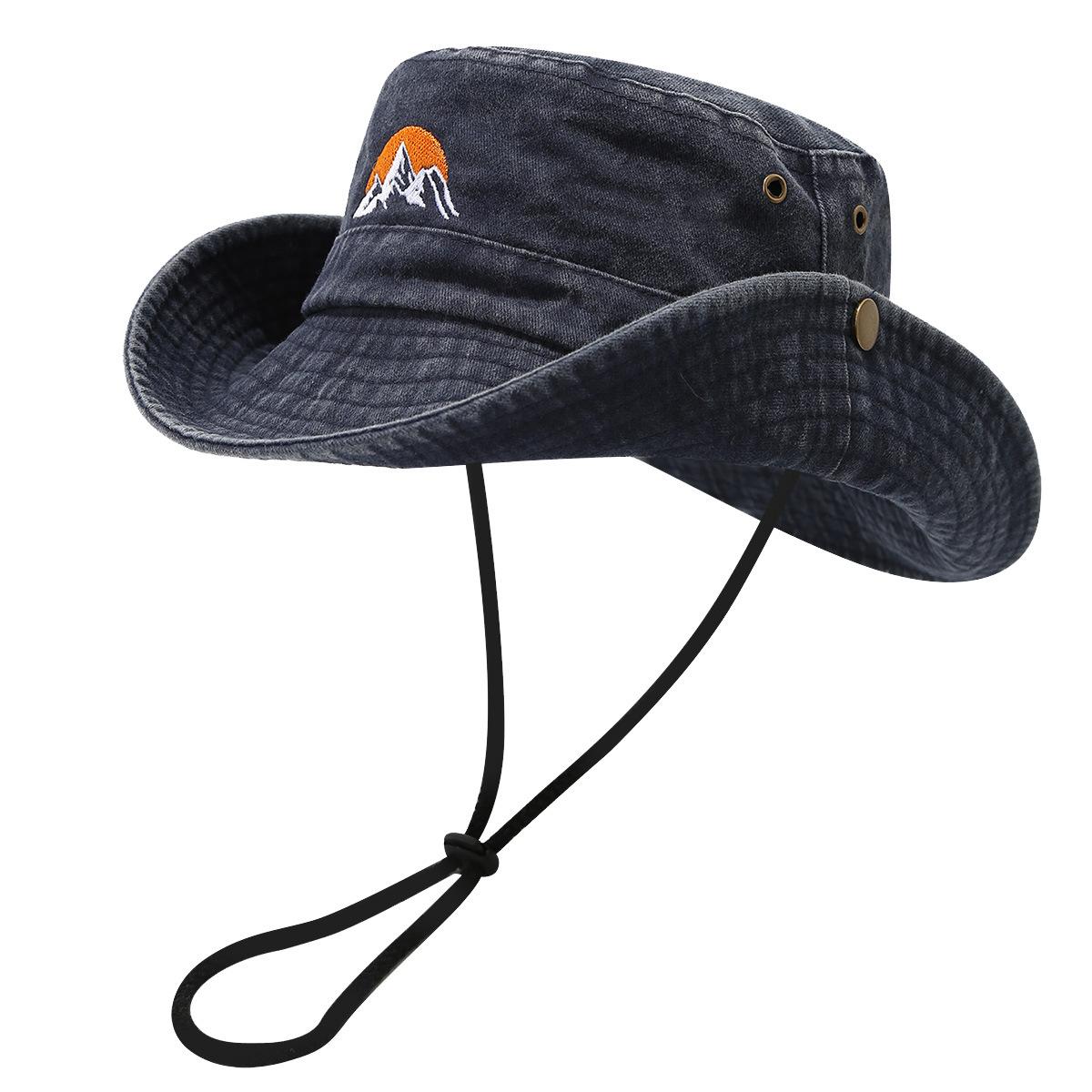 

1pc Retro Washed Sun Cap for Men and Women,Breathable Sunshade Bucket Fisherman Hat Summer Outdoor Travel Hiking Camping Hat Bob One Size тёмно-синий