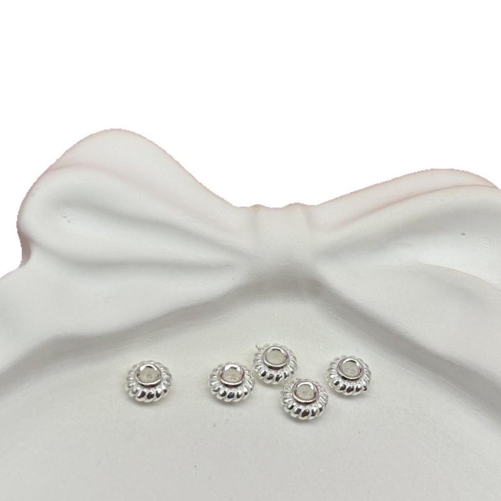 S999 Sterling Silver Striped Lantern Spacer Beads for DIY Bracelets and Jewelry Making