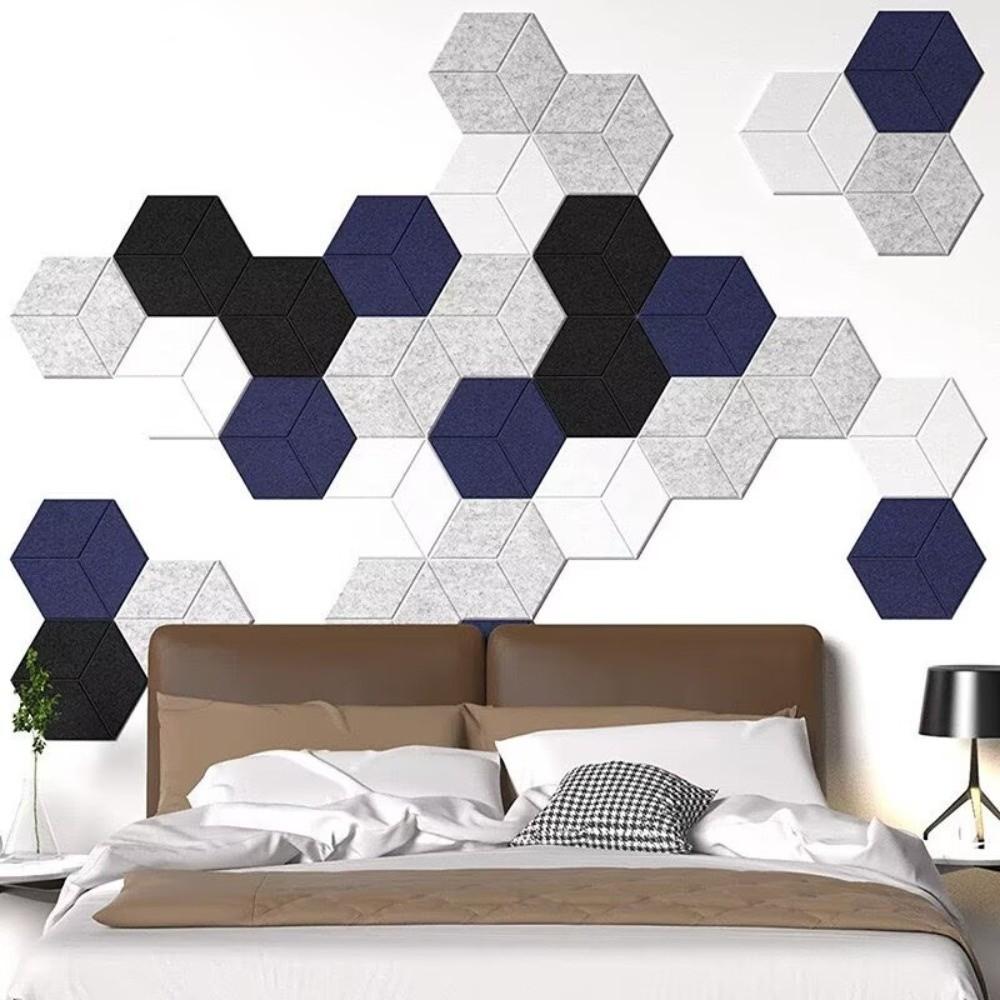 6pcs Polyester Acoustic Panels Self-Adhesive Sound Absorbing Panels  Home Studio