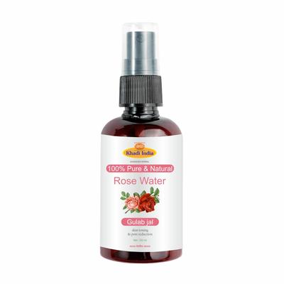 Khadi 100% HERBAL Spray de Água de Rosas - Tônico Facial 100% Puro e Natural para Hidratação, Brilho & Fechamento dos Poros - Sem Álcool, Névoa Refrescante - 100ml