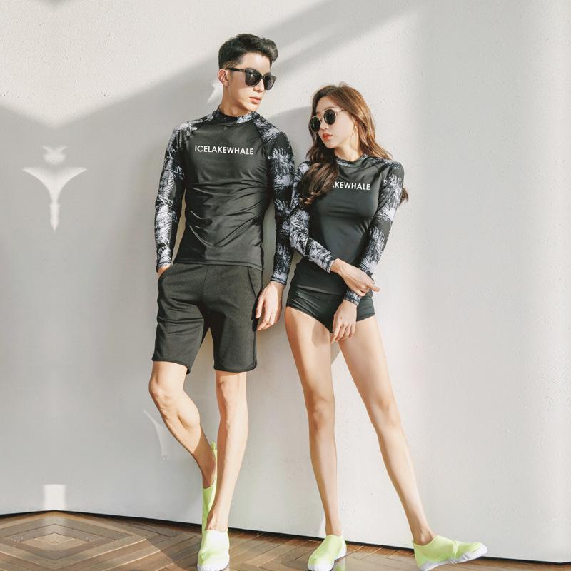 Women's Korean Split Long Sleeve Wetsuit Snorkel & Surf Set - Quick Dry, Sun-Protective