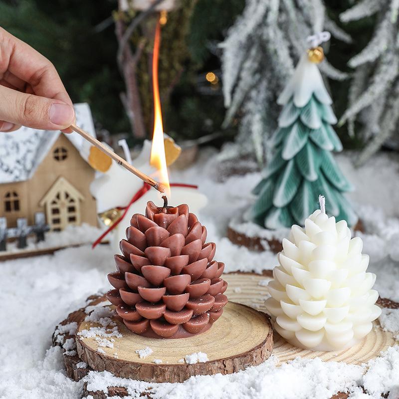 1PC Fragrance Ornaments Party Soybean Wax Blend Gifts Stereo Christmas Ornament Simulation Pine Cone Home Decor 2 Colors