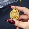 Ethnic Style Drip Oil Eight Treasures Compass Necklace with Sand Gold God of Wealth Pendant
