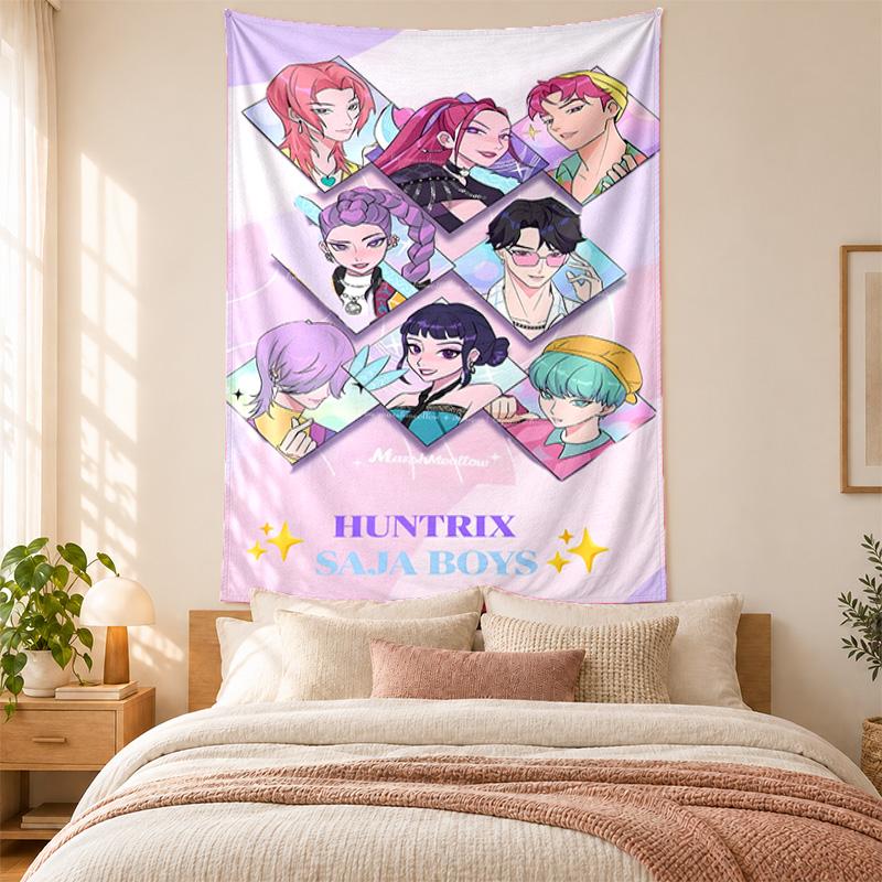 Kpop Dämonenjäger Wandteppich hohe Qualität zur Dekoration von Wohnzimmer Schlafzimmer Studentenwohnheim Wänden ideal als Schlafzimmer Wandkunst oder Weihnachtsgeschenk