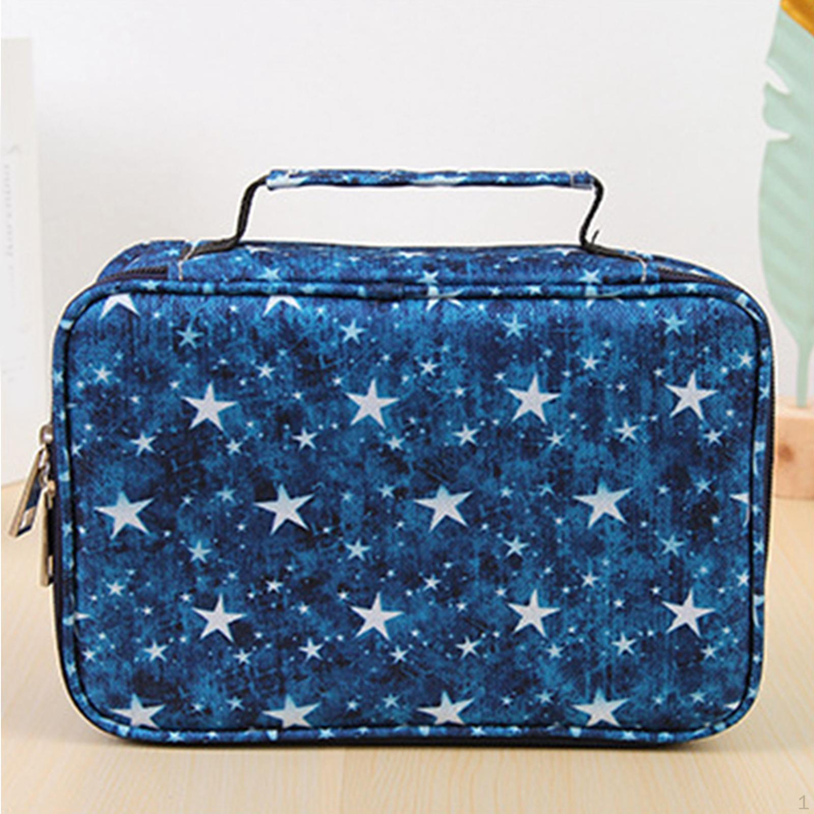 

72 Pencil Case Handheld Big Capacity Organizer Holds Pencils or 36 Gel Pens Zippered синій