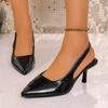 2025 NEW Fashion Sandals Woman Slides Thin High Heels Shoes Women Solid Elastic Band Pointed Toe Summer Sandals