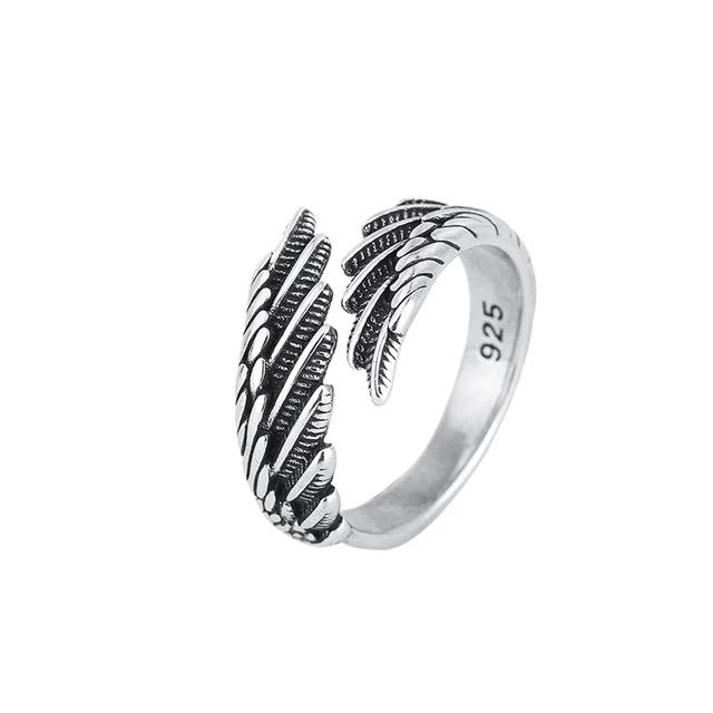 925 Sterlingsilber Ringe Mode Hip Hop Vintage Paare Kreatives Flügeldesign Thai Silber Party Schmuck Geburtstagsgeschenke