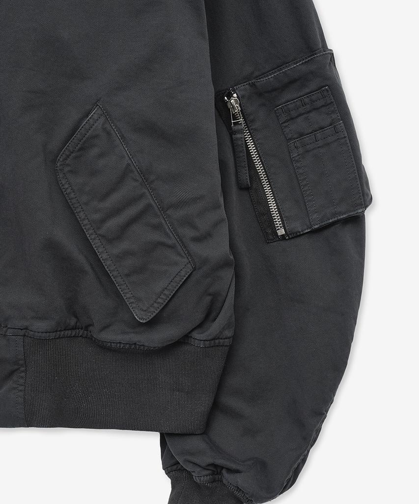 Intempomood Washed Canvas Flight Jacket_Smoke Charcoal