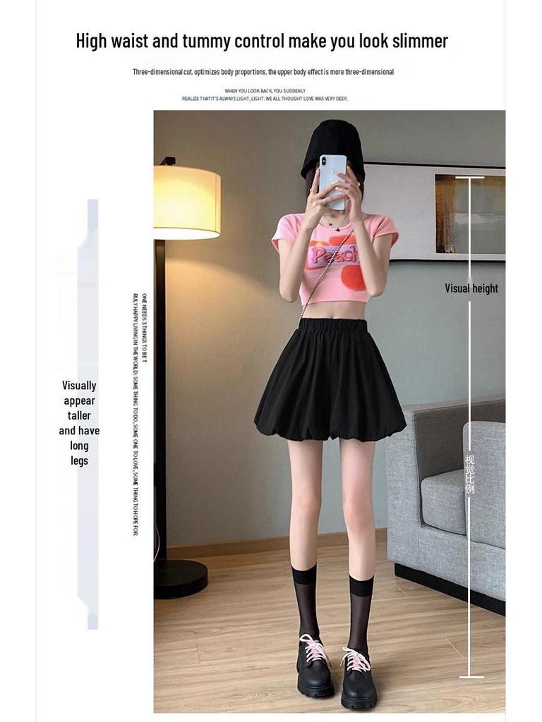 Women's 2024 Autumn Wide-Leg Elastic Waist Bloomers - Slim, Loose, Pumpkin Casual Shorts