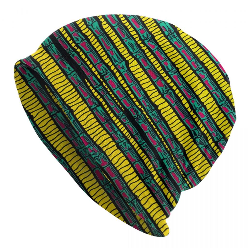 Custom African Ethnic Ankara Pattern Skullies Beanies Caps Unisex Winter Warm Knitting Hat Adult Bonnet Hats Outdoor Ski Cap