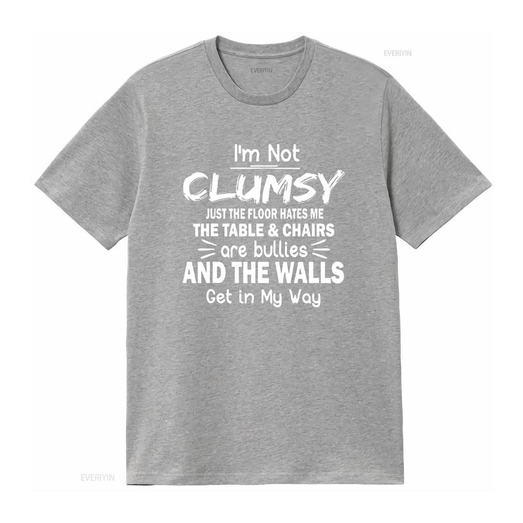 T Shirt for Women I M Not Clumsy Funny Sayings Sarcastic Short Sleeved O Neck Top Black 4X Large Vintage Washed Soft Streetwear