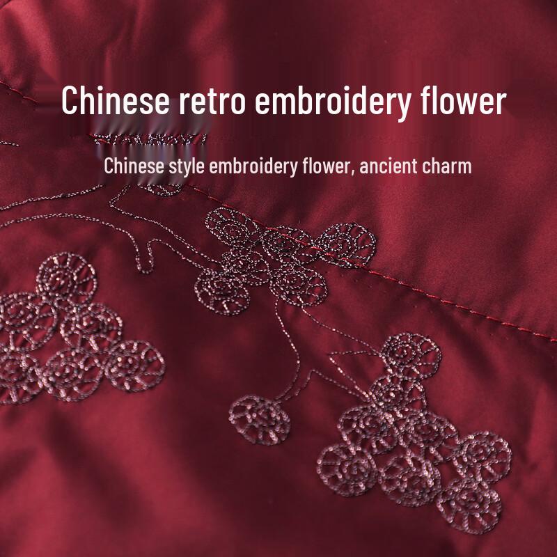 Mid-aged & Elderly Women's Embroidered Padded Cotton Jacket