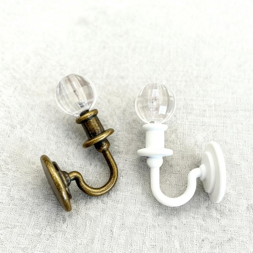 Detailed 1/12 Doll House Wall Lamp Decorative Lighting Metal Frame Crystal Shade Lamp Scene Setting Miniature Furniture