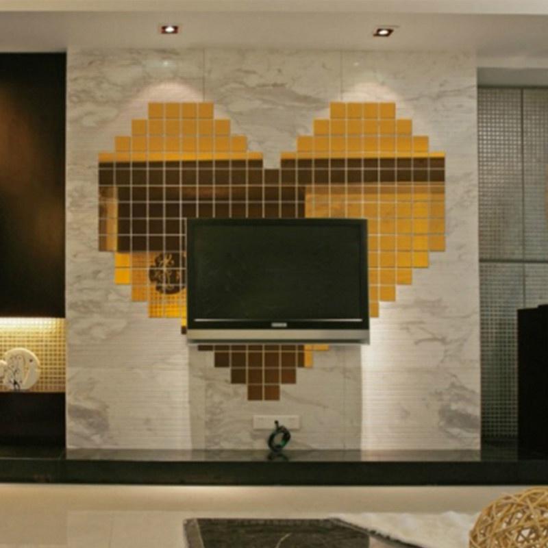 Adesivo de parede acrílico incrível 100pcs acrílico 3D mural adesivo de parede efeito espelho decoração de casa DIY