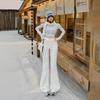 American Spice Girl retro white slim-fitting flared pants slim elastic versatile drape autumn and winter jeans women