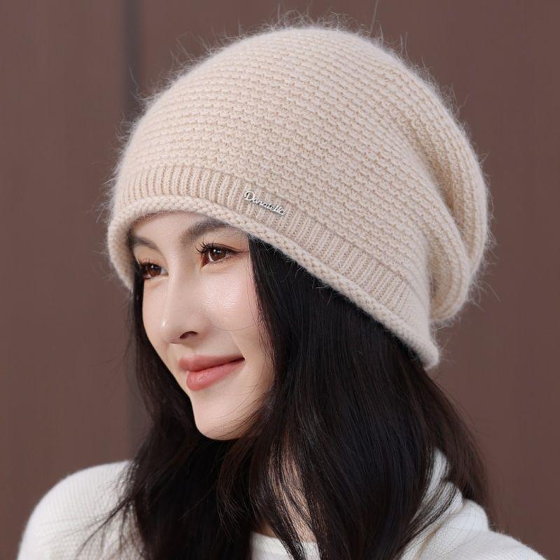 Autumn and Winter Wool Hat Women's New Fashion Rabbit Fur Beret Thermal Ear Protector Knitted Hat