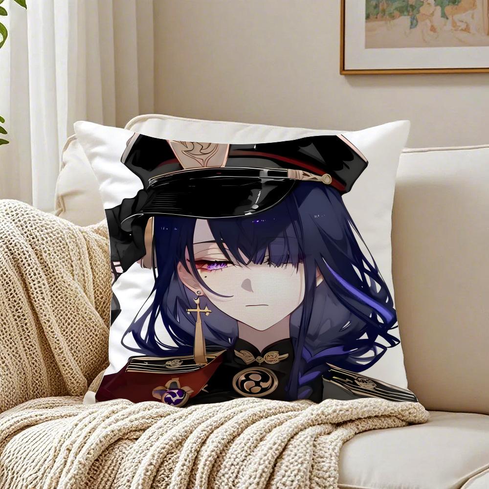 Popular Genshin Impact Raiden Shogun Cushion Cover Pillowcase Antidustmite Living Room Sofa Decor Cushion Room