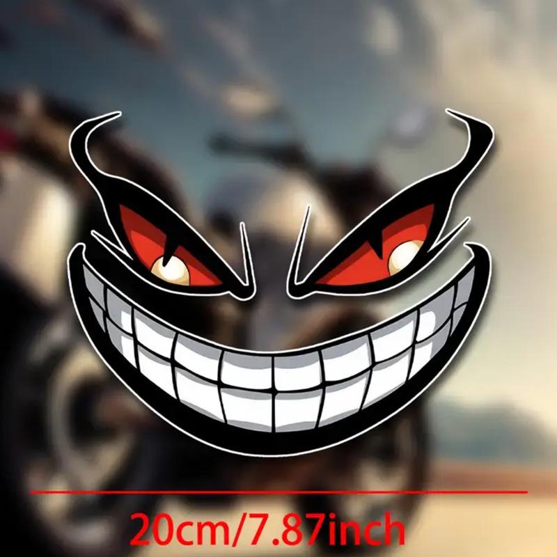 Waterproof Devil Smiley Car & Motorcycle Sticker - Cartoon Expression for Cross-Border Trade