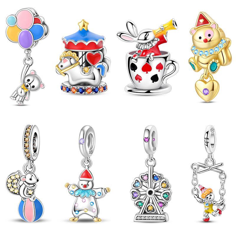 Amusement Park Series Copper Carousel Ferris Wheel Circus Charms Beads Fit 3Mm Original Bracelets Fine Diy Jewelry
