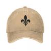 Quebec France Royal Washed Baseball Cap Fleur De Lis Lily Vintage Trucker Hat Couple Women Outdoor Gym Design Baseball Caps