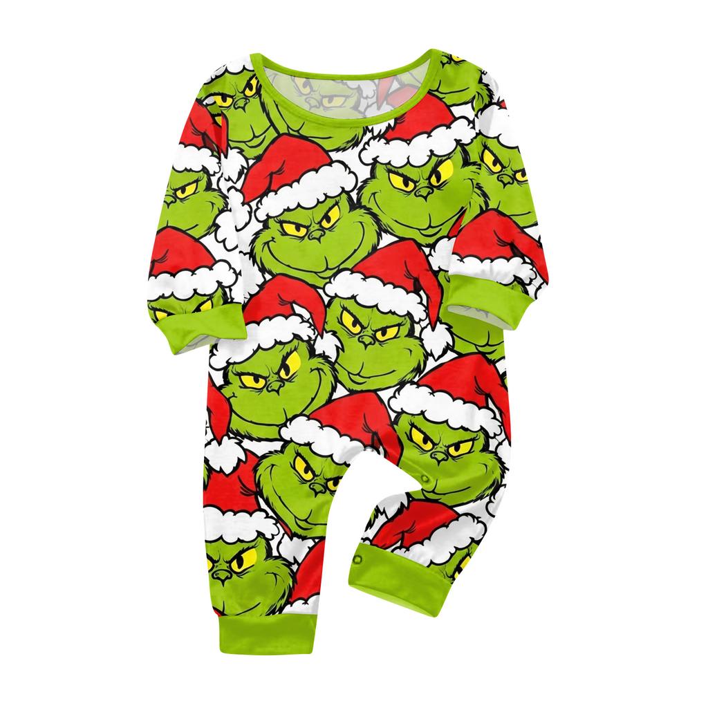 Christmas Matching Family Pajama Set for Parent and Child with Long Sleeve Top and Long Pants